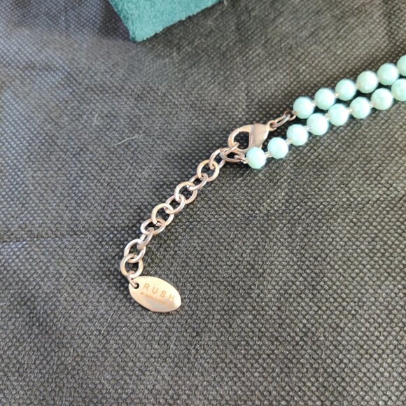 Rush by Denis & Charles BLUE Glass Faceted Beads/Crystal Long Necklace - Picture 7 of 9